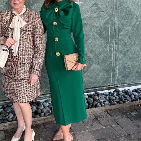 Green bow dress pencil style size small 2 Veneta - Picture 1 of 4